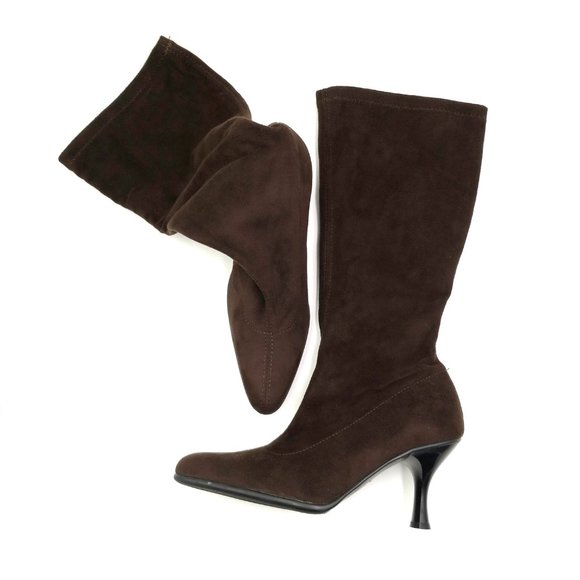 Women's Genuine Stretchy Italian Suede Vintage Brown Boots By Gasoline Brand - Picture 4 of 10